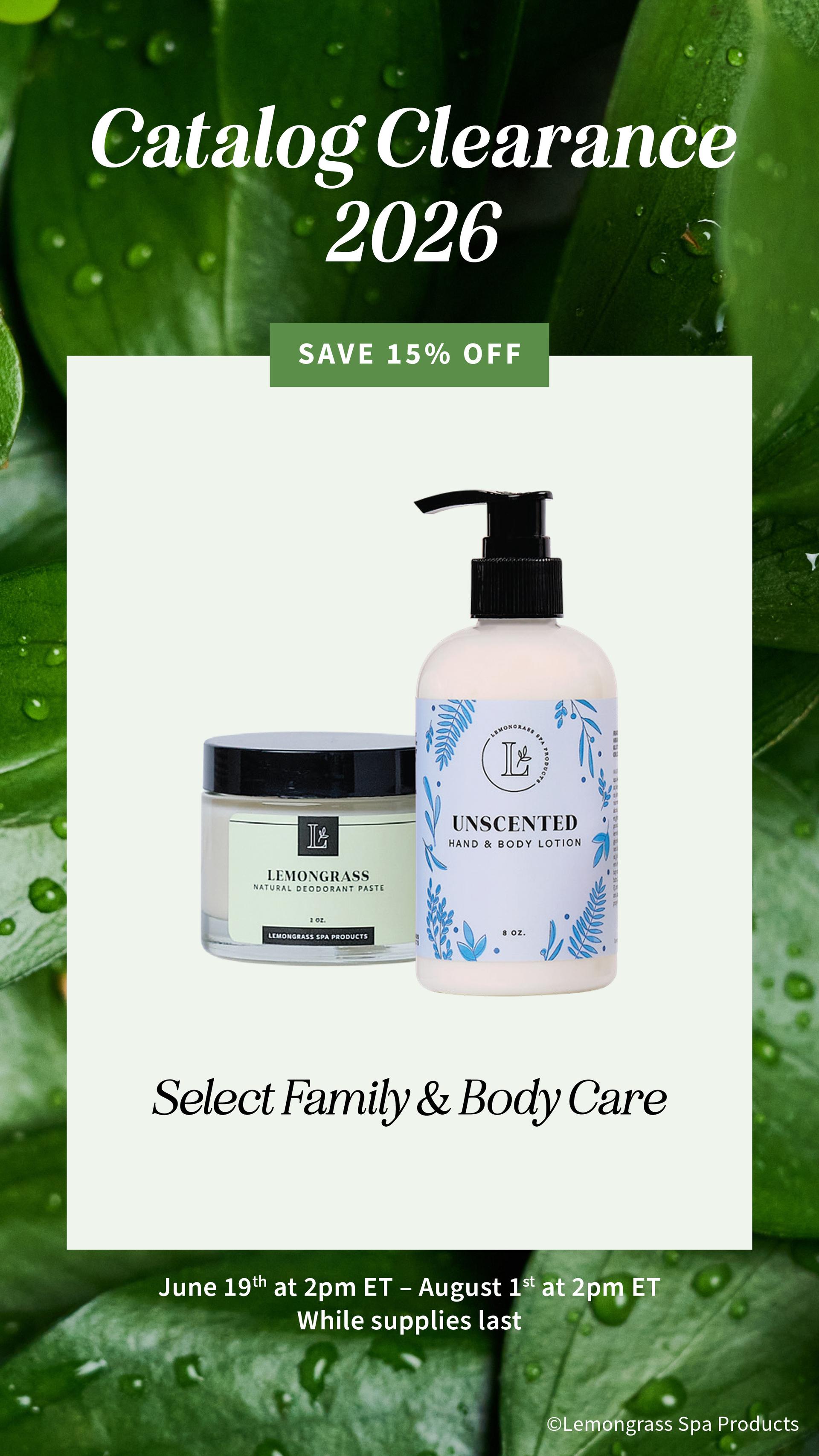 Catalog Clearance - select body care